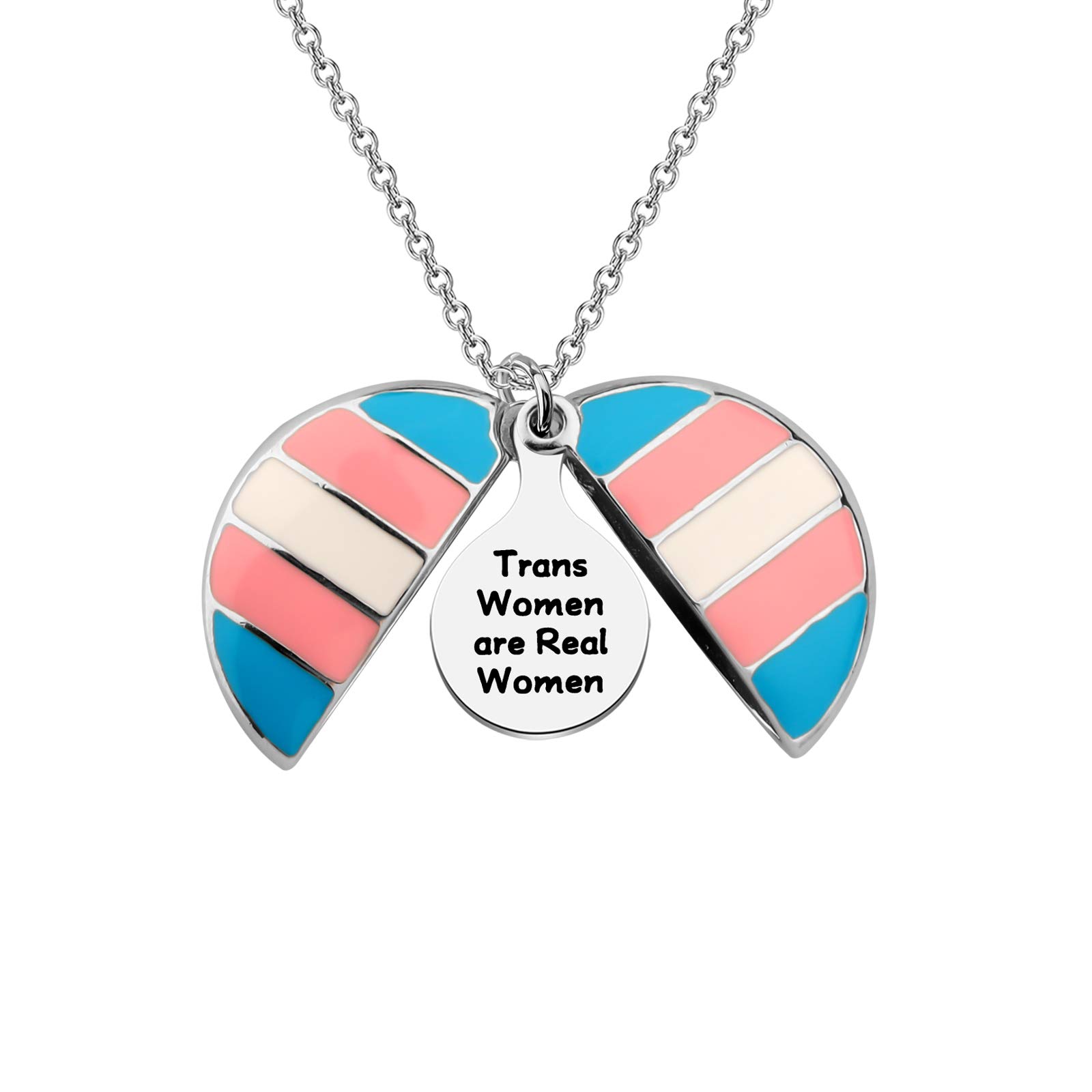 CENWA Transgender Pride Gift Trans Pride Jewelry Trans Women Are Real Women Open Locket Necklace (Trans Women N)