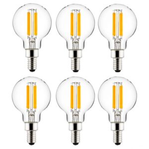 Sunlite 41547-SU LED G16.5 G16 1/2 Filament Style Globe Light Bulb, 5 Watts (60W Equivalent), 500 lumens, Dimmable, Candelabra Base (E12), UL Listed, 3000K Warm White, 6 Count