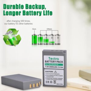 Tectra 2pcs BLS-5, BLS-50, PS-BLS5 Batteries + LED Dual Charger for Olympus OM-D E-M10, OM-D E-M10 Mark II, OM-D E-M10 Mark III, Pen E-PL2, E-PL5, E-PL6, E-PL7, E-PM2, Stylus 1 Cameras