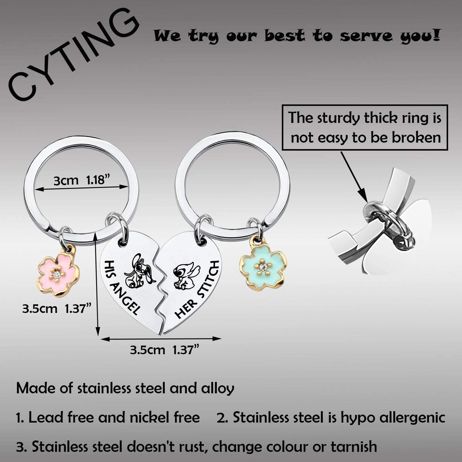 CYTING His And Her Cartoon Puzzle Piece Keychain Hawaiian Jewelry Long Distance Gift For Couple Cartoon Birthday Gift