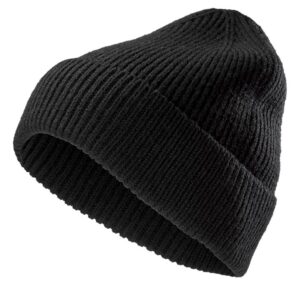 Moss Rose Beanie Hat for Men Women Cuffed Chunky Plain Skull Hats Unisex Winter Warm Knit Cap Womens Soft Beanies Black