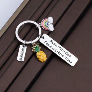 CENWA Rainbow Baby Keychain for New Mom Even Miracles Take a Little Time Keychain IVF Infertility Warrior Gift (Take a Little Time K)