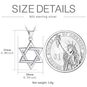 U7 Silver Star of David Necklace Religious Jewish Jewelry for Women 925 Sterling Silver Israel Necklace Pendant with Chain 18 Inch