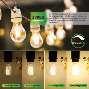 TOBUSA LED A19 Dimmable Light Bulbs 100W Equivalent, Vintage E26 Edison Bulbs 8W 1200LM, 2700K Soft Warm White, Clear Antique LED Filament Bulb for Home, Bathroom, Indoor&Outdoor, 6-Pack