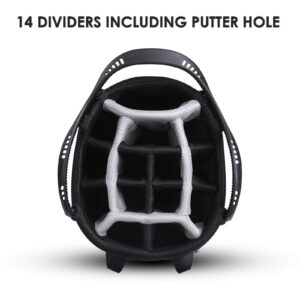 Yovital Golf Stand Bag 14 Way Top Dividers Ergonomic with Stand 8 Pockets, Dual Strap, Rain Hood (Black)