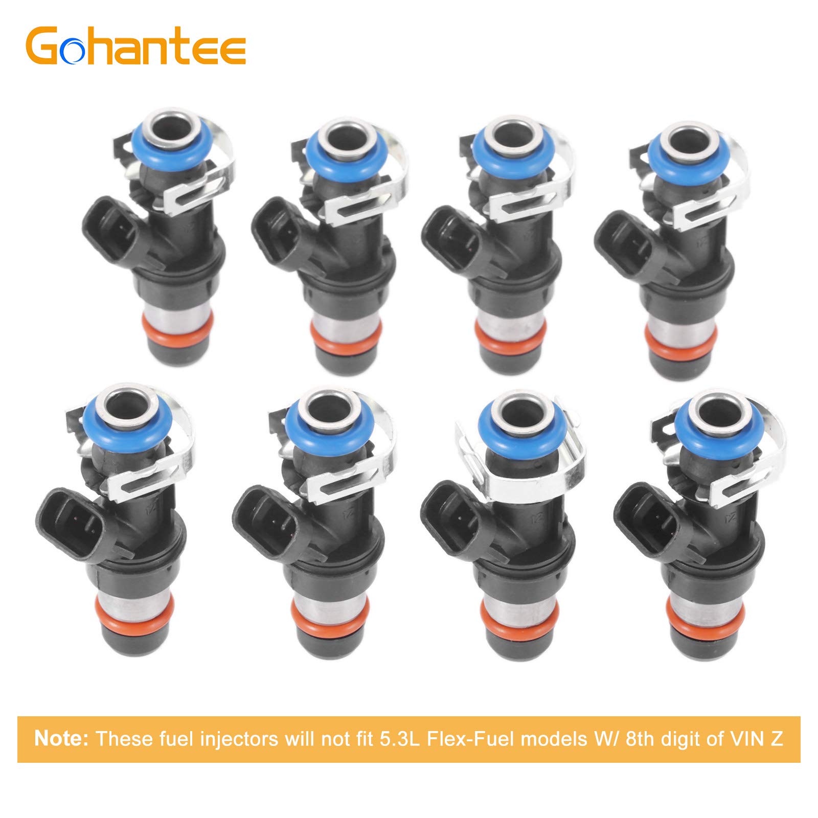 Fuel Injectors Compatible with Chevy Silverado 1500 2500 3500 Tahoe Replacement for GMC Sierra 1500 2500 3500 Tahoe 4.8L 5.3L 6.0L 2001-2006 Replace 17113553 FJ315 17113698 8pcs 4 Holes Injector