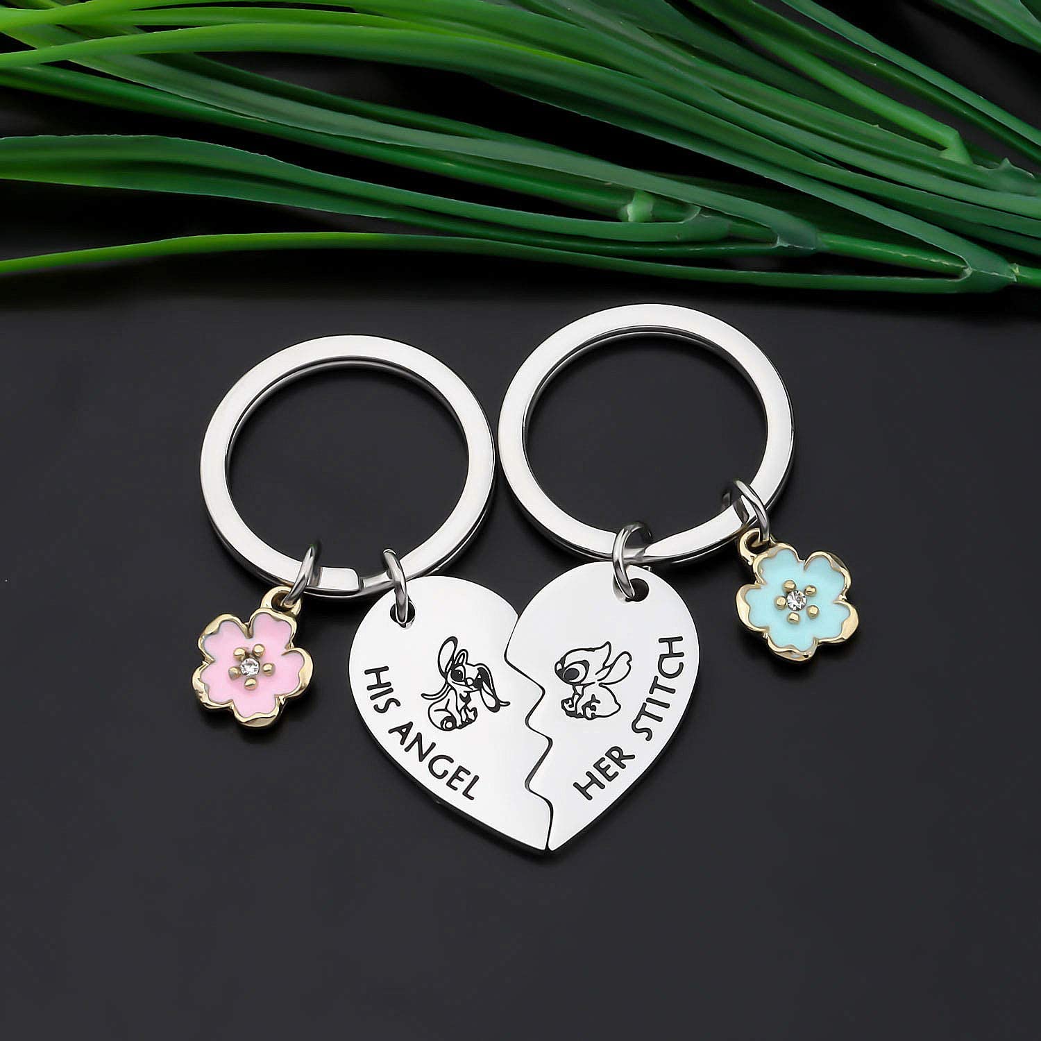 CYTING His And Her Cartoon Puzzle Piece Keychain Hawaiian Jewelry Long Distance Gift For Couple Cartoon Birthday Gift