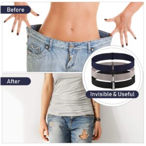 SATINIOR 3 Pieces elastic belt for women Elastic Waist Belt Invisible No Show Belt Adjustable Stretch Free-Buckle Belt for Jeans Pants Dresses Skirts