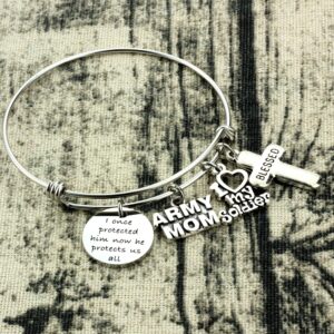 Kivosliviz Military Mom Bracelet I Once Protected Him Now He Protects Us All Mom Gifts for Army Mom