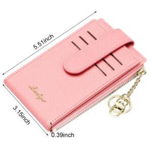 Badiya Slim Wallet for Women RFID Card Holder Bifold Zipper Multi Card Case