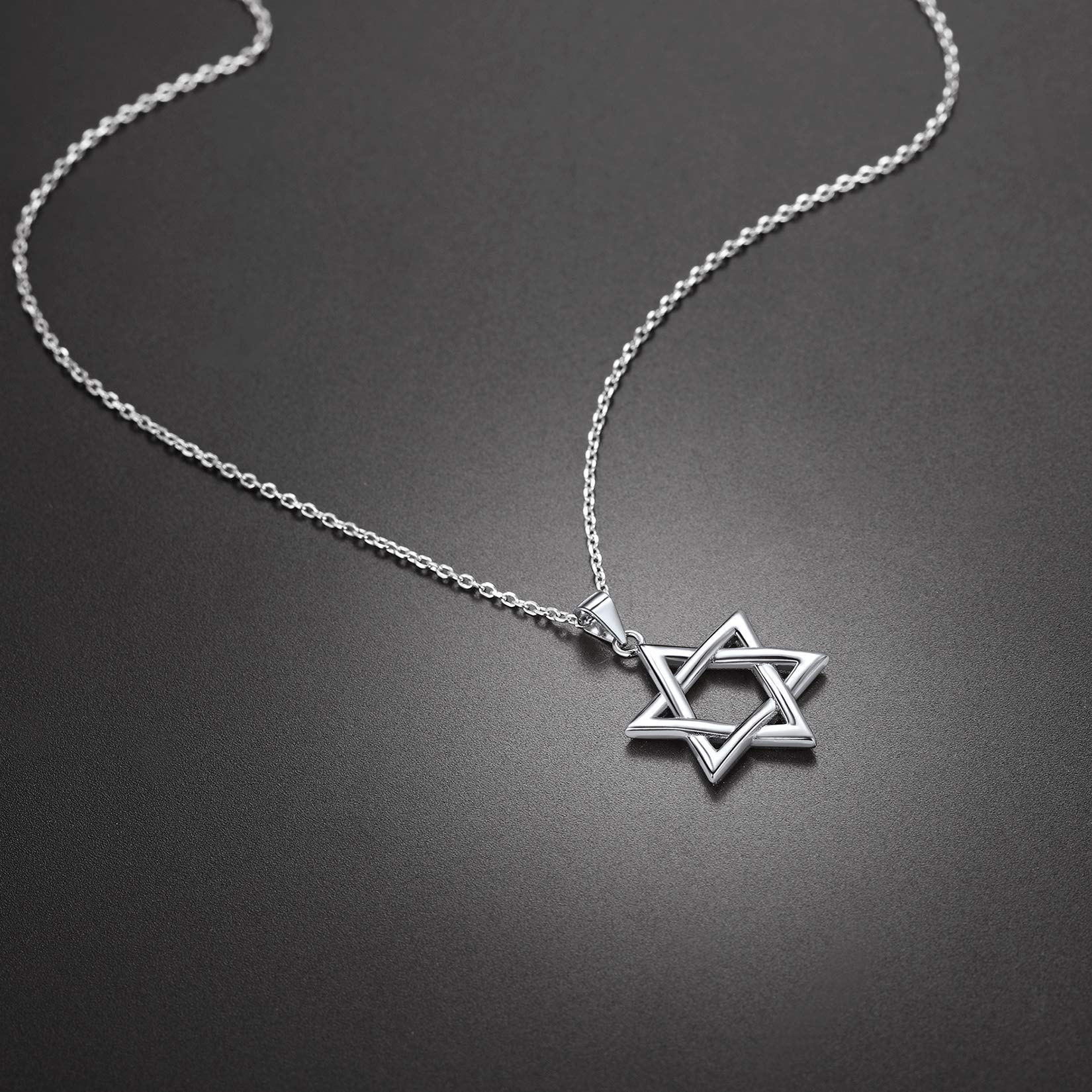 U7 Silver Star of David Necklace Religious Jewish Jewelry for Women 925 Sterling Silver Israel Necklace Pendant with Chain 18 Inch