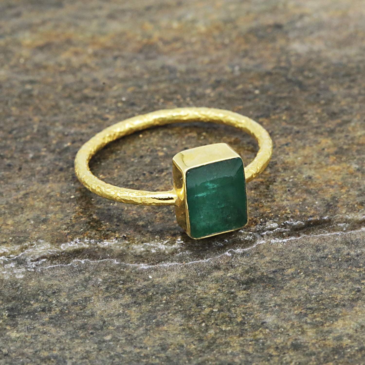 Certified Handcrafted 18K Yellow Gold With Sqaure Shape 1.55 Carat Real Genuine Emerald Gemstone Rings For Women Jewelry Gifts