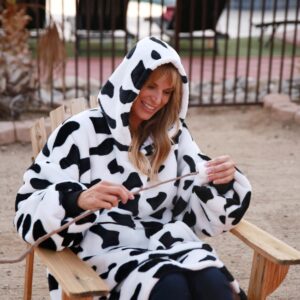 Cow Printed Oversized Hoodie Blanket Sweatshirt Pullover Sherpa Giant Wearable Blankets Gift for Adults Women Teenagers Wife Girlfriend Dalmation