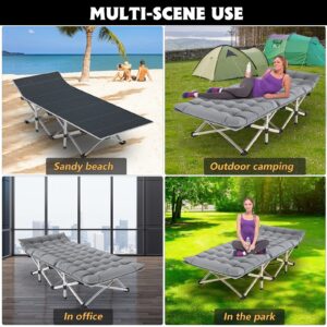 MOPHOTO Folding Camping Cot for Adults, Heavy Duty Sleeping Cot for Adults Portable Sleeping Bed Outdoor Cot Bed for Home Camp Office Use