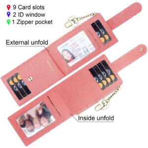 Badiya Slim Wallet for Women RFID Card Holder Bifold Zipper Multi Card Case