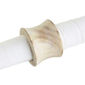 uni_crafts handmade concave wood napkin ring set for dining table decoration (white, 6)