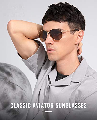 Cyxus Aviator Sunglasses for Men Sunglasses Polarized UV Protection Trendy Metal Pilot Glasses for Driving Hiking Travel