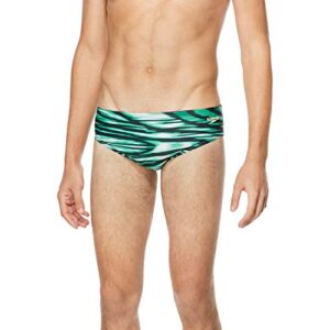 Speedo Mens Swimsuit Prolt Printed Team Colors Swim Briefs, Wave Speedo Green, 32 US