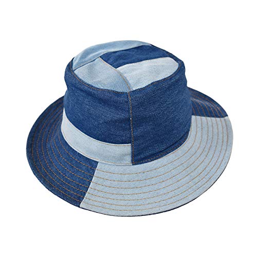 Aodrusa Womens Patch Bucket Sun Hat Denim Cotton Fisherman Caps Blue One Size