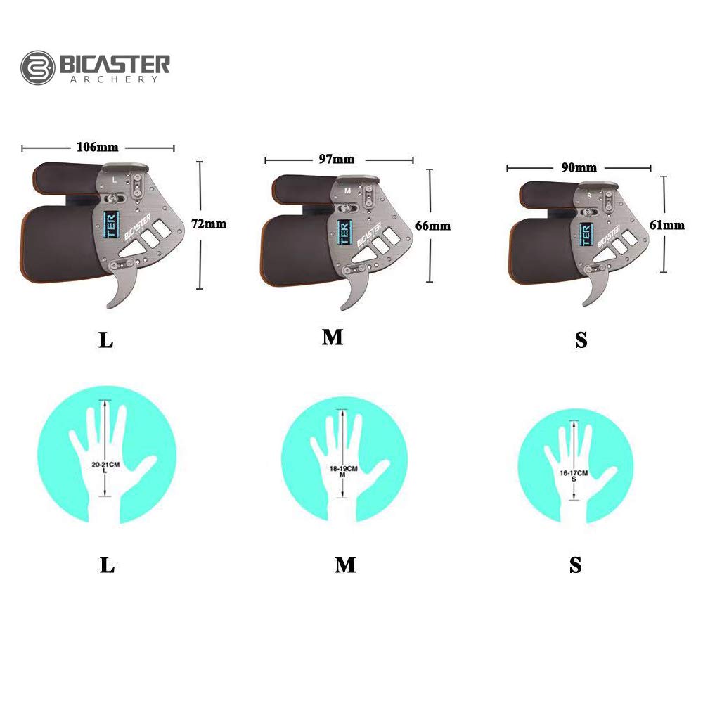 BICASTER Archery Finger Tab - Left Handed Genuine Leather + Aluminum Plate Adjustable for Recurve Bow (Small, Silver)