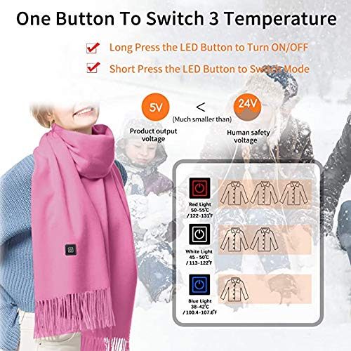 Electric Heated Scarf Women USB Heating Scarf with Neck Heating Pad Washable Shawl Soft Warm Neck for Men