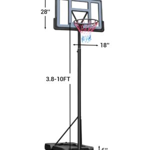 WIN.MAX Basketball Hoop Outdoor 3.8-10ft Adjustable Height, 44inch Backboard, Swimming Pool Basketball Hoop & Goal for Kids/Adults Indoor