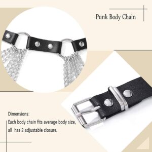 Sinalty Punk Leather Waist Chain Black Belly Belt Chain Goth Harness Chains Party Body Jewelry Accessories for Women and Girls (1)