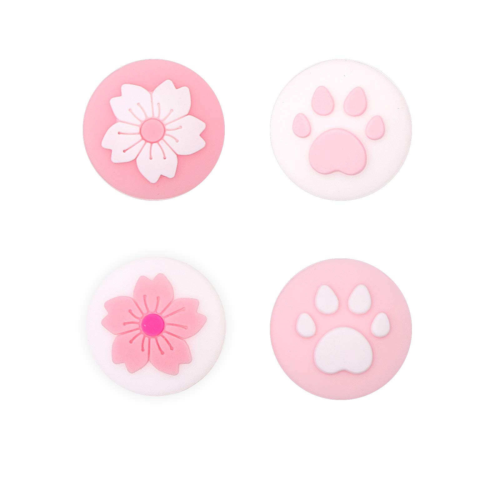 Switch Pink Thumb Grips, Pink Joystick Covers for Switch Lite, Cute Thumb Grip Caps Compatible with Switch Joy Cons - Cherry Blossoms