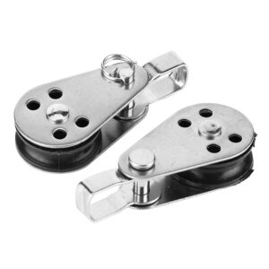 Marine Pulleys Stainless Steel Pulley Blocks Rope Runner Kayak Anchor Trolley Kit for Marine Boat Kayak Canoe Accessories for 2mm to 8mm Rope