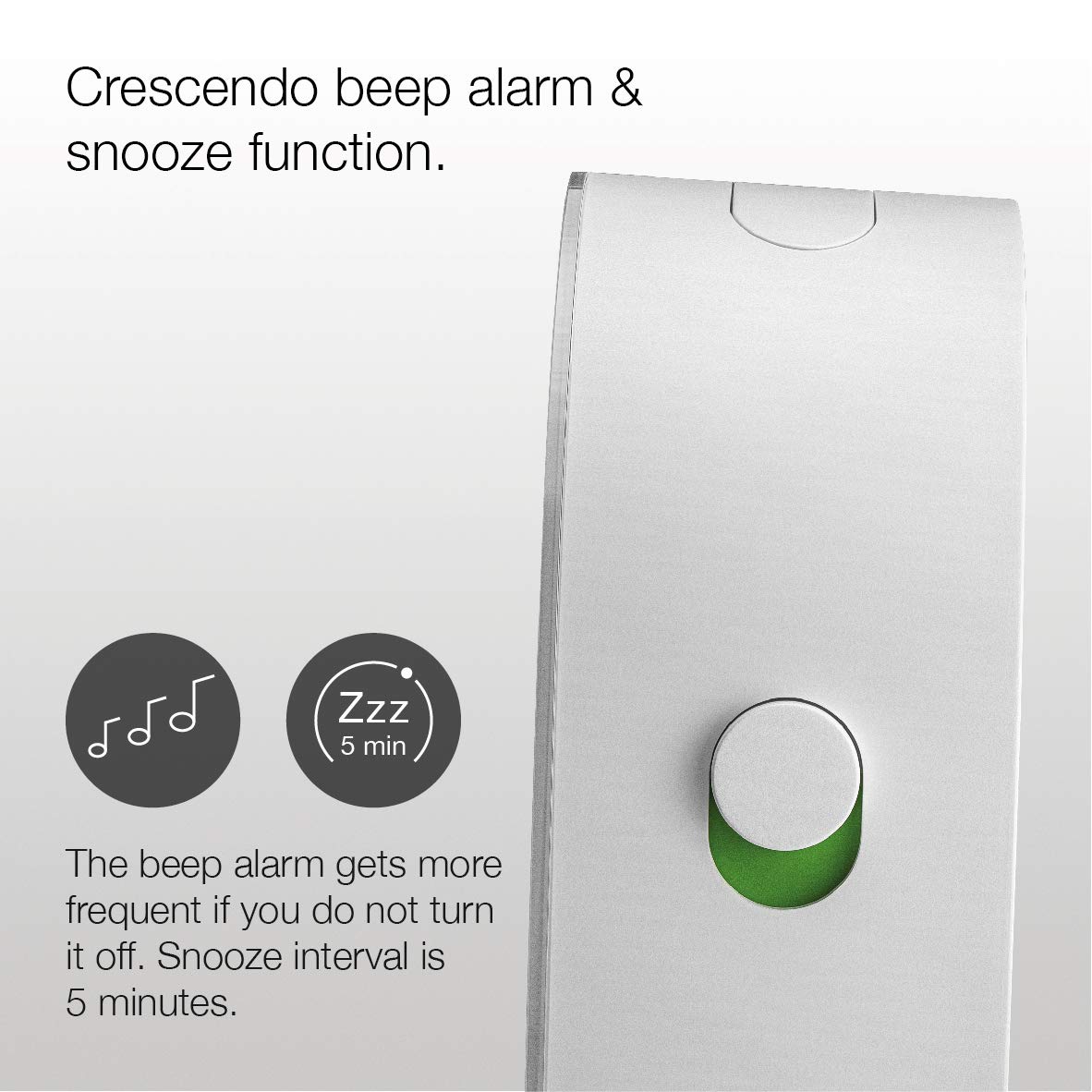 Braun Classic Analogue Alarm Clock with Snooze and Continuous Backlight, Quiet Quartz Movement, Crescendo Beep Alarm in White, Model BC22W.