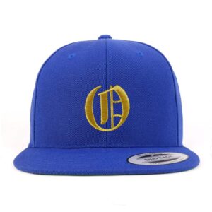 trendy apparel shop old english gold o embroidered snapback flatbill baseball cap - royal