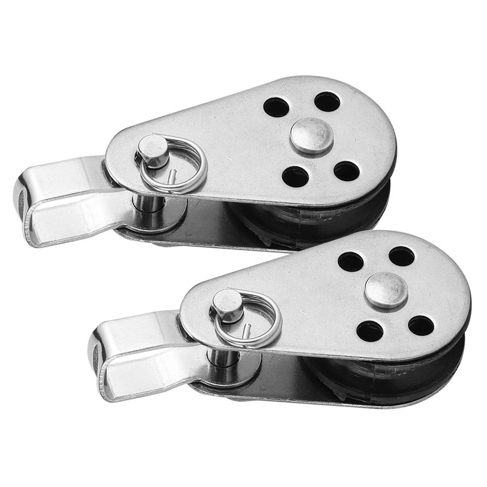 Marine Pulleys Stainless Steel Pulley Blocks Rope Runner Kayak Anchor Trolley Kit for Marine Boat Kayak Canoe Accessories for 2mm to 8mm Rope