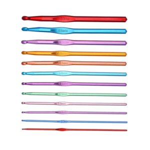 chuangqi 12 sizes multicolor aluminum crochet hooks, knitting needles kit, weave yarn craft set, random color, 2-8 mm