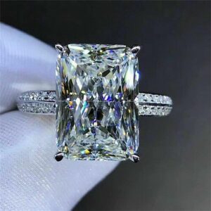 CTDFJRYFF Luxury full diamond inlaid oversized 6 carat rectangular 3A zircon engagement ring for women (7)