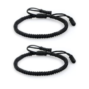 2pcs/set Tibetan Buddhist Woven Bracelets Lucky Protection Red String Knot Rope Handmade Friendship Bracelet for Mens Womens Jewelry(Black,Red,Green,Orange)