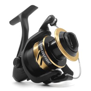 ashconfish spinning fishing reel, graphite body, 7+1 stainless steel bb, 5.0:1 gear ratio, lightweight spinning reel for freshwater fishing, come with 109 yards braided line af3000