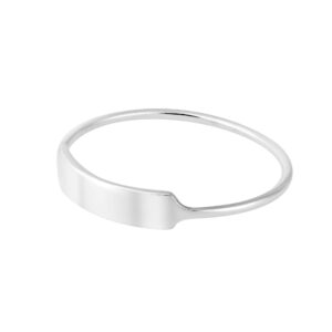 AeraVida Dainty Sleek Shiny Simple Engravable Rectangle Bar .925 Aesthetic Sterling Silver Ring for Woman - Size 7