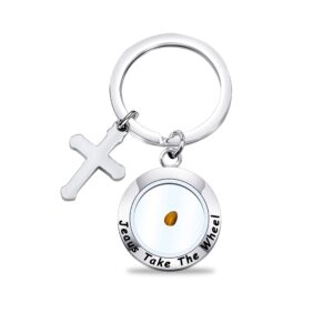 zuo bao christian gift mustard seed keychain inspirational religious bible verse jewelry gift for woman men (jesus take k-s)