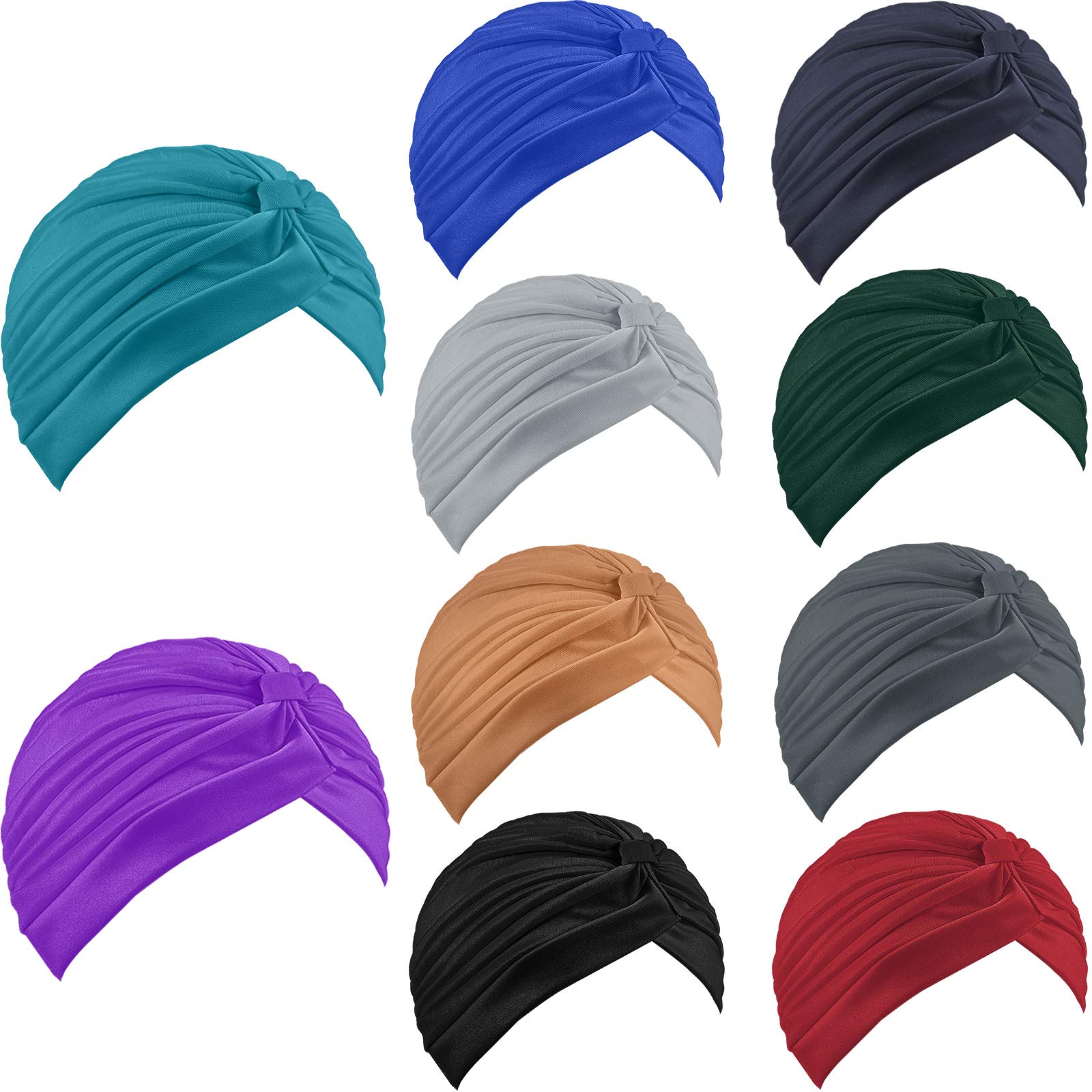 10 Pcs Stretchy Turban Cap Chemo Head Wraps Cancer Headwear Bennie Twisted India's Hat for Women Girl