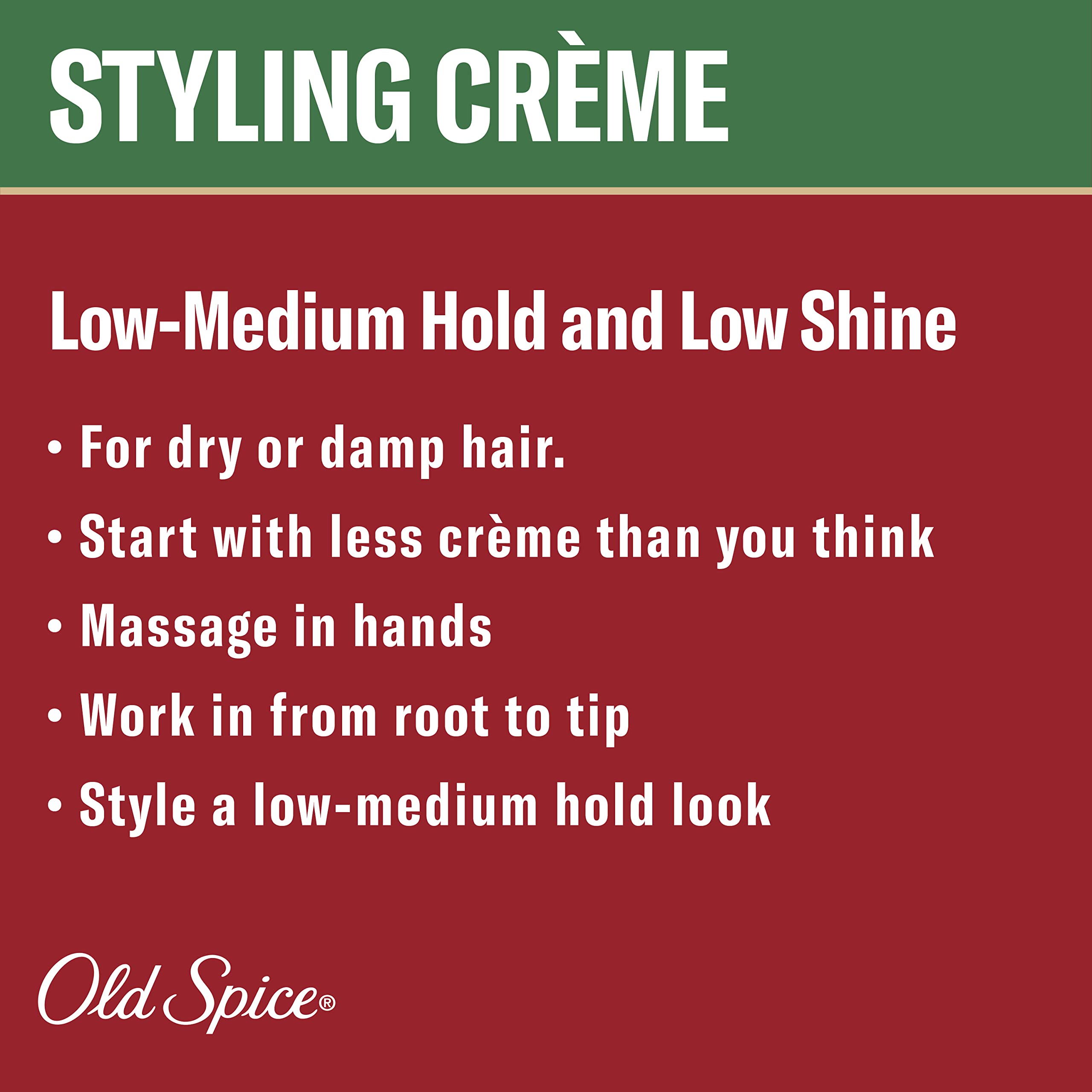 Old Spice, Hair Styling Crème for Men LowMedium HoldLow Shine 2.22 Each Twin Pack NEW Formula, 4.44 Fl Oz