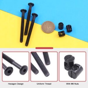 Hilitchi M6 Black Hex Socket Head Screws Bolts Barrel Nuts Hardware Assortment Kit for Crib Baby Bed Furniture Cots and Chair (M6×65-12PCS)