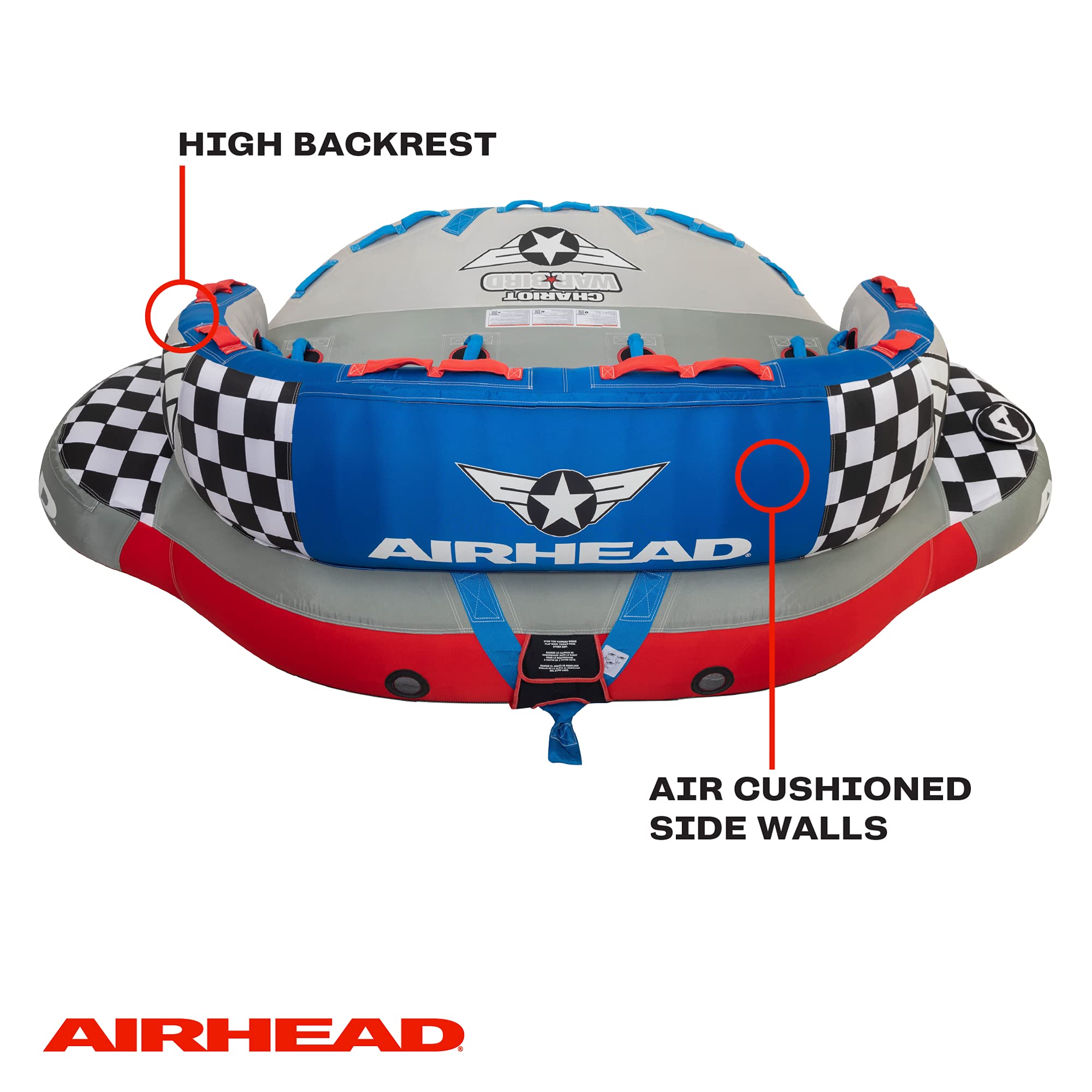 Airhead Chariot Warbird 3, 1-3 Rider Towable Tube for Boating