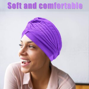 10 Pcs Stretchy Turban Cap Chemo Head Wraps Cancer Headwear Bennie Twisted India's Hat for Women Girl