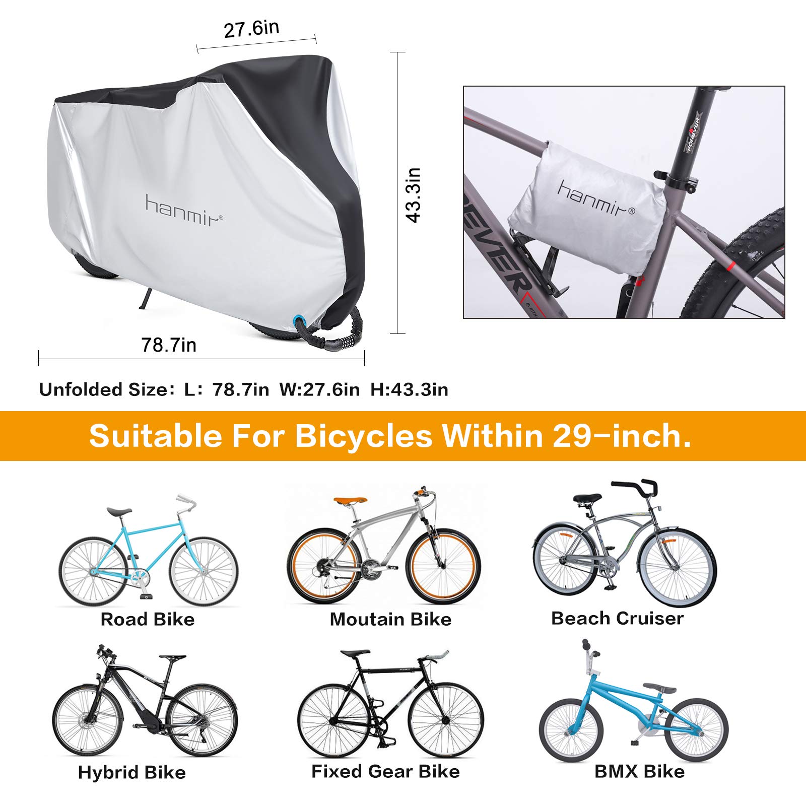 Bike Cover,Waterproof Outdoor Bicycle Cover Anti Dust Rain Snow UV, Bike Rain Cover for Mountain, Road & Heavy Duty Bikes with Lock Holes & Storage Bag