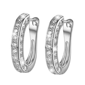 creative earring for women rhinestone decoration ear stud rings hoop earrings women girl charming jewelry gift - silver