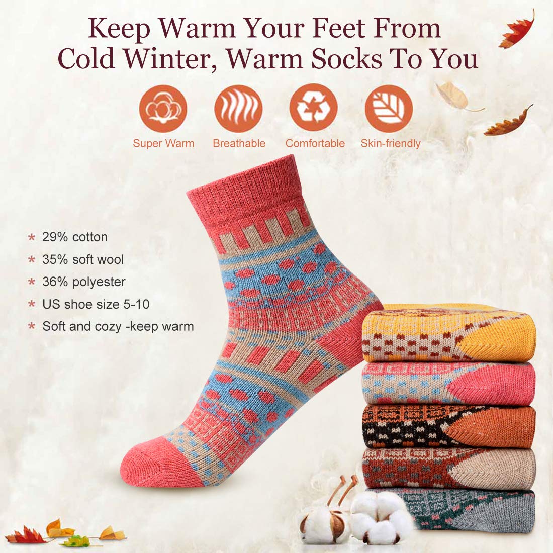 FYC Women Socks Winter - Gifts for Women - Warm Thick Soft Wool Socks Christmas Gifts Socks Cozy Crew Socks