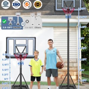 WIN.MAX Basketball Hoop Outdoor 3.8-10ft Adjustable Height, 44inch Backboard, Swimming Pool Basketball Hoop & Goal for Kids/Adults Indoor