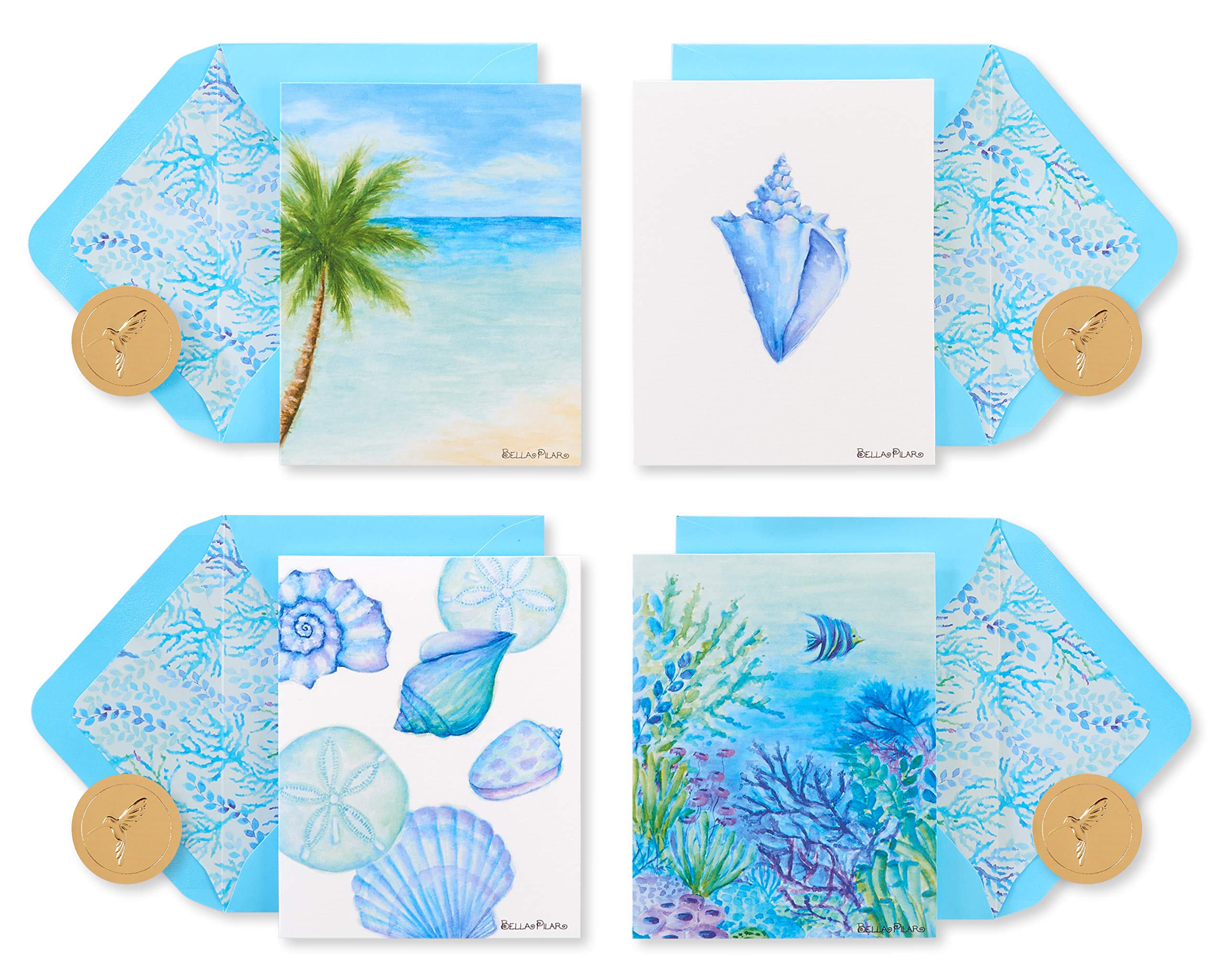 Papyrus Blank Cards with Envelopes - Designed by Bella Pilar, Into the Blue (20-Count)