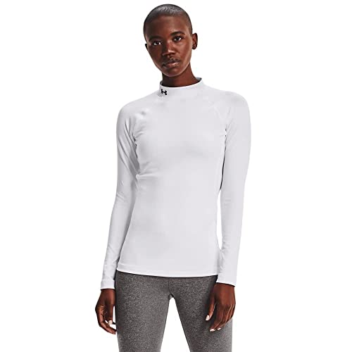 Under Armour Womens Authentics Mock Neck T-Shirt, White (100)/Black, Medium