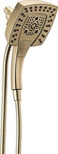 delta faucet 5-setting in2ition 2-in-1 dual hand held shower head with hose, gold shower head handheld combo, magnetic docking handheld shower head, 2.5 gpm, champagne bronze 58474-cz25